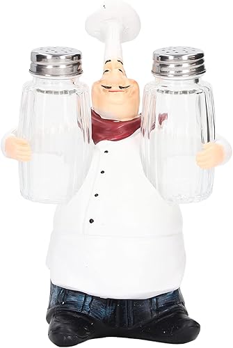Miniatura 9 de Juego de saleros y pimenteros, Fat Chef Hold Glass Salt and Pepper Shakers Glass Spice Jars para cocina, restaurante, cafetería, panadería