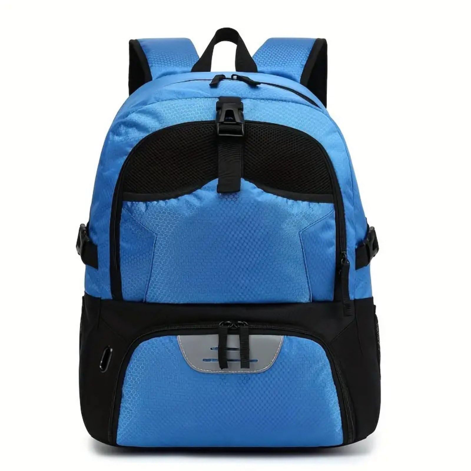 Zaino Sportivo Borsa Palestra Sacca Viaggio Zainetto con Grande Scomparto Principale Tasca per Pallone a Rete Vano Scarpe Separato Tessuto Resistente, Blu