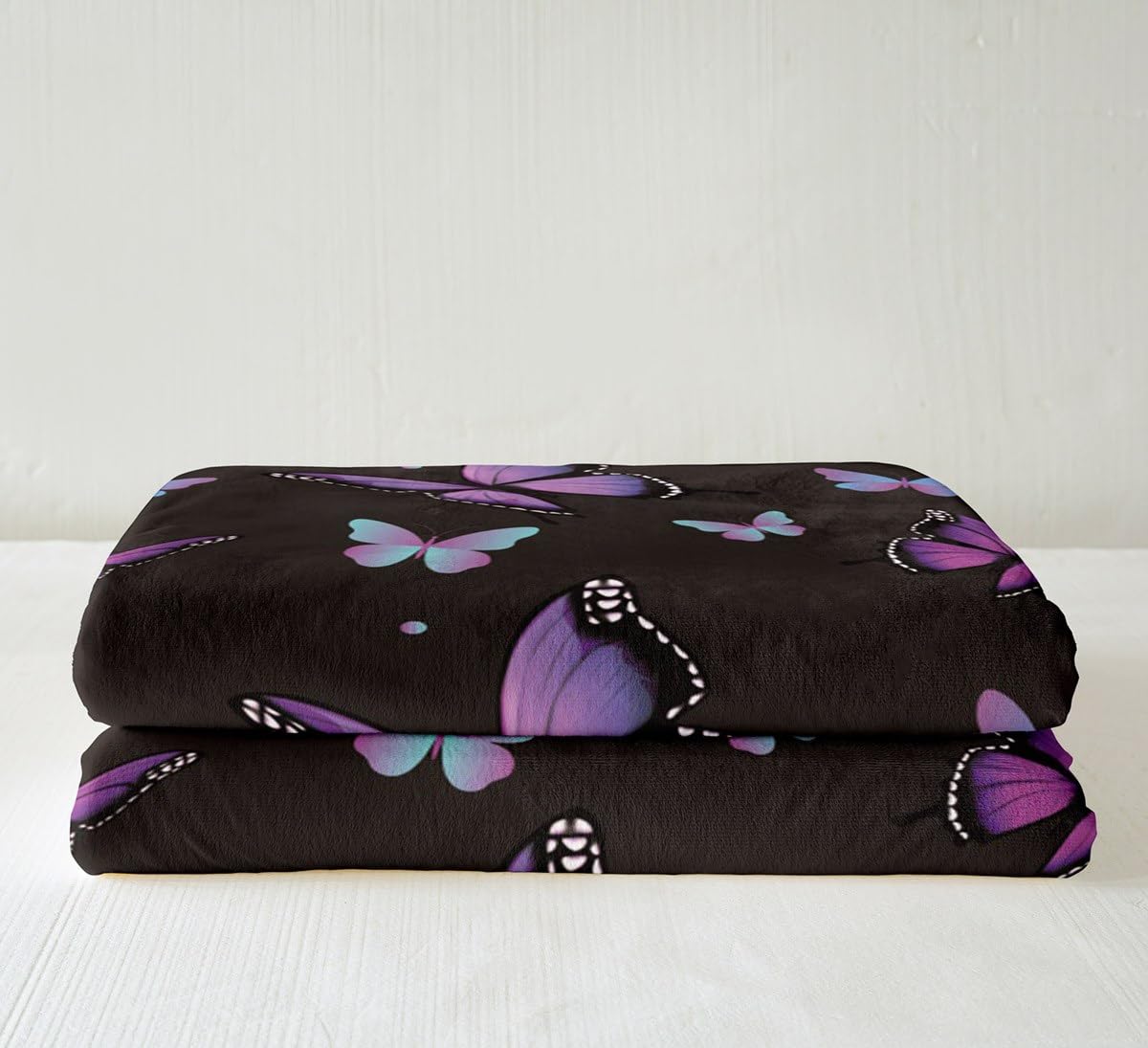 Manta Sherpa de mariposa, manta de forro polar de mariposa morada, manta de felpa de mariposa voladora para niños y niñas, manta mullida de mariposa colorida