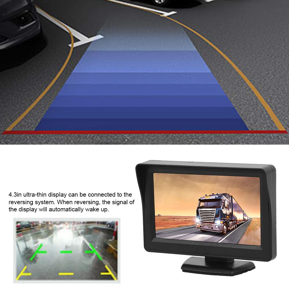 Moniteur LCD de voiture DC 9V-35V 3W 4.3in Ultra-mince 2 voies entrée AV moniteur de voiture écran LCD pour caméra de recul