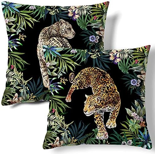 HMS Happy Memories Contrast Cheetah Leopard Printed Throw Velvet Pillow Covers Decorative Pillowcase Soft Cushion Covers for Bedroom Livingroom Sofa Dorm Farmhouse 18 x 18 Inch 2 PCS (Tape 2)