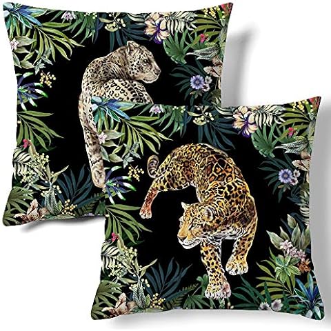 HMS Happy Memories Contrast Cheetah Leopard Printed Throw Velvet Pillow Covers Decorative Pillowcase Soft Cushion Covers for Bedroom Livingroom Sofa Dorm Farmhouse 18 x 18 Inch 2 PCS (Tape 2) Cover