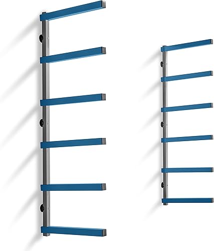 Estantes de almacenamiento de madera de 6 niveles, montaje en pared, sótano o organizador de garaje, estante de garaje de almacenamiento de pared
