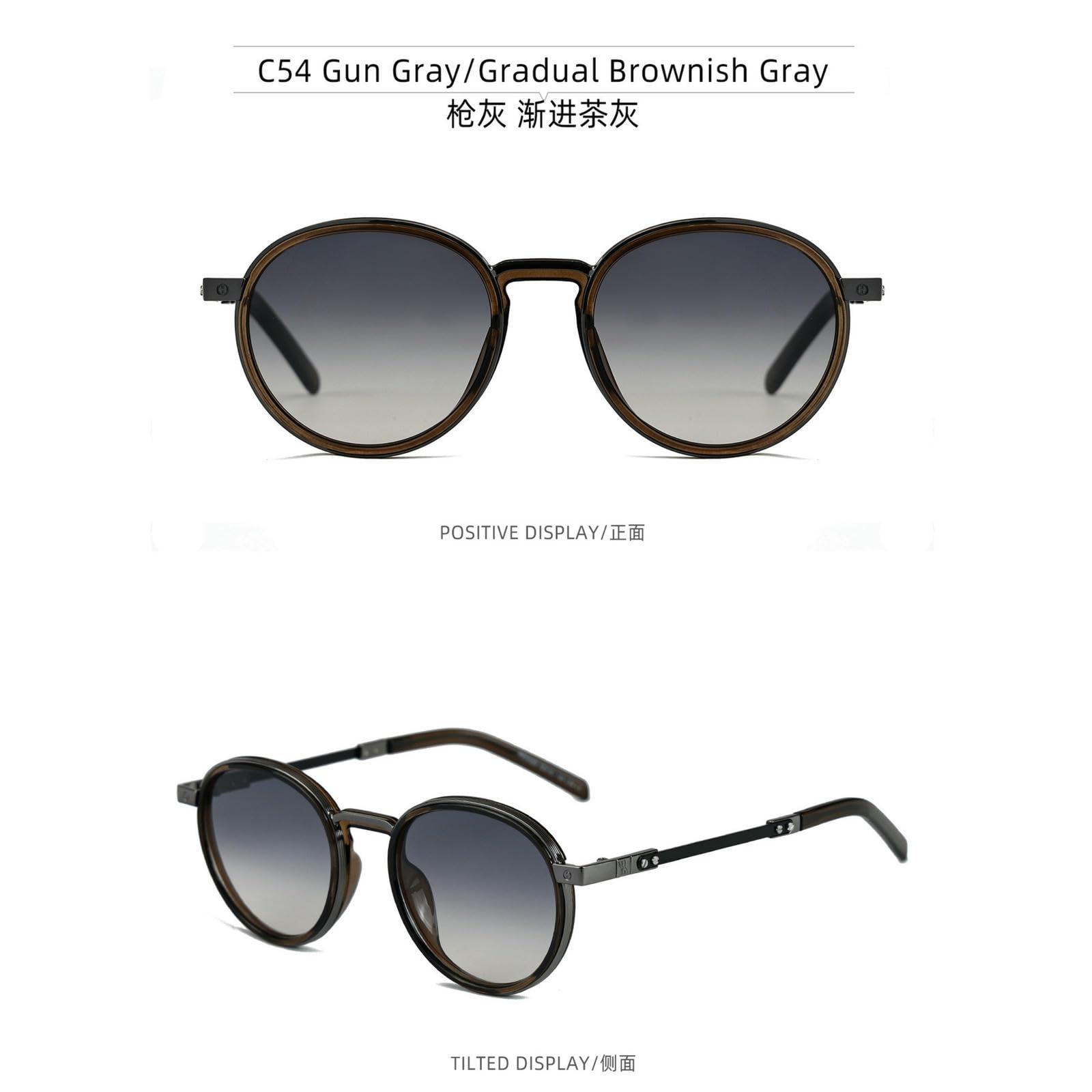 Sonnenbrille Damen Frauen Mode Kleiner Rahmen Straßenfotografie Outdoor Reisen Strand Sonnenbrille-c54 Schuss Asche Progressive Tee