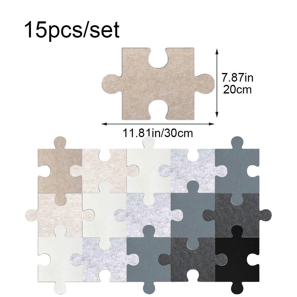Puzzle-Pinnwand aus Filz 15 Stück selbstklebend um Fotos aufzubewahren Anzeigetafel-Pads 3D-Puzzle Korktafel Fliesen Wandaufkleber, 11.81*7.87inch, Wie gezeigt