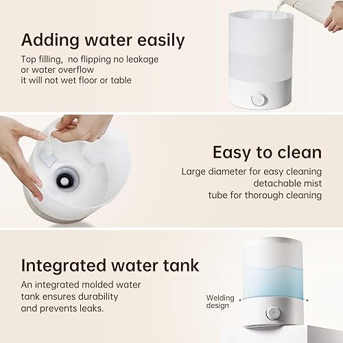 Miniatura 10 de YOGIN Humidificadores para habitación grande, llenado superior de 2.5 L, humidificadores ultrasónicos de niebla fría para guardería de bebés y