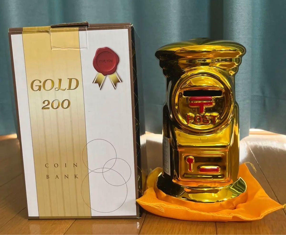 Amazon.co.jp: 郵便ポスト型貯金箱 ゴールド GOLD200 金運アップ
