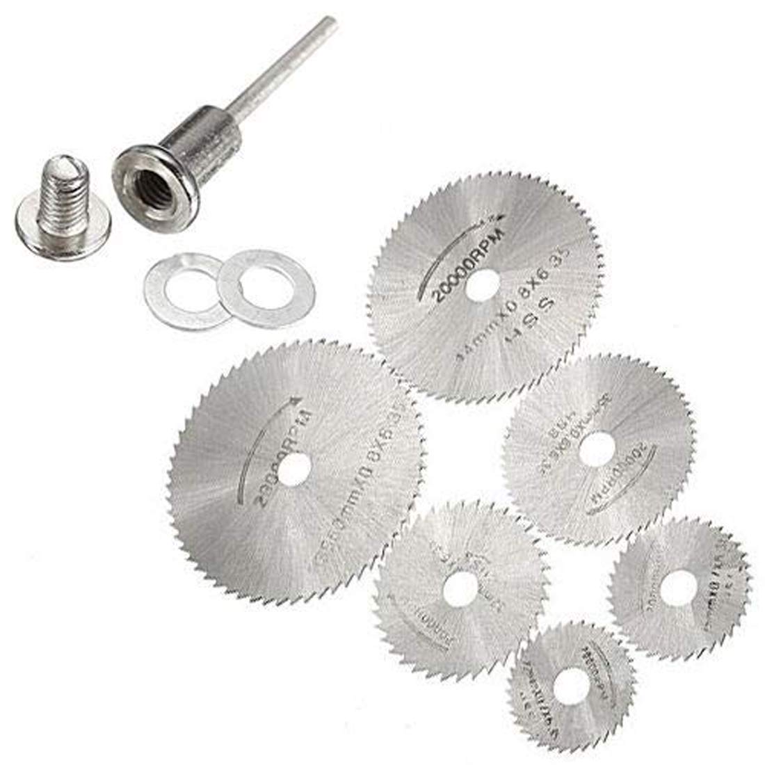 DIY Crafts DIY Crafts 5x HSS Circular Wood Cutting Saw Blade Discs + 2x Mandrel Drill For Rotary Tool (Pack 7 Pcs Set, Design No# 2) 4