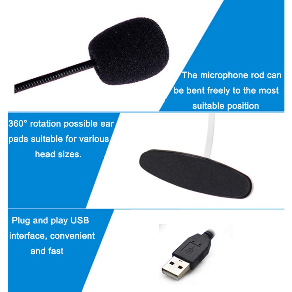 Auriculares de computadora para PC Call Center Home Office Online Skype Laptop con micrófono en cable Control de volumen Cancelación de ruido. 3