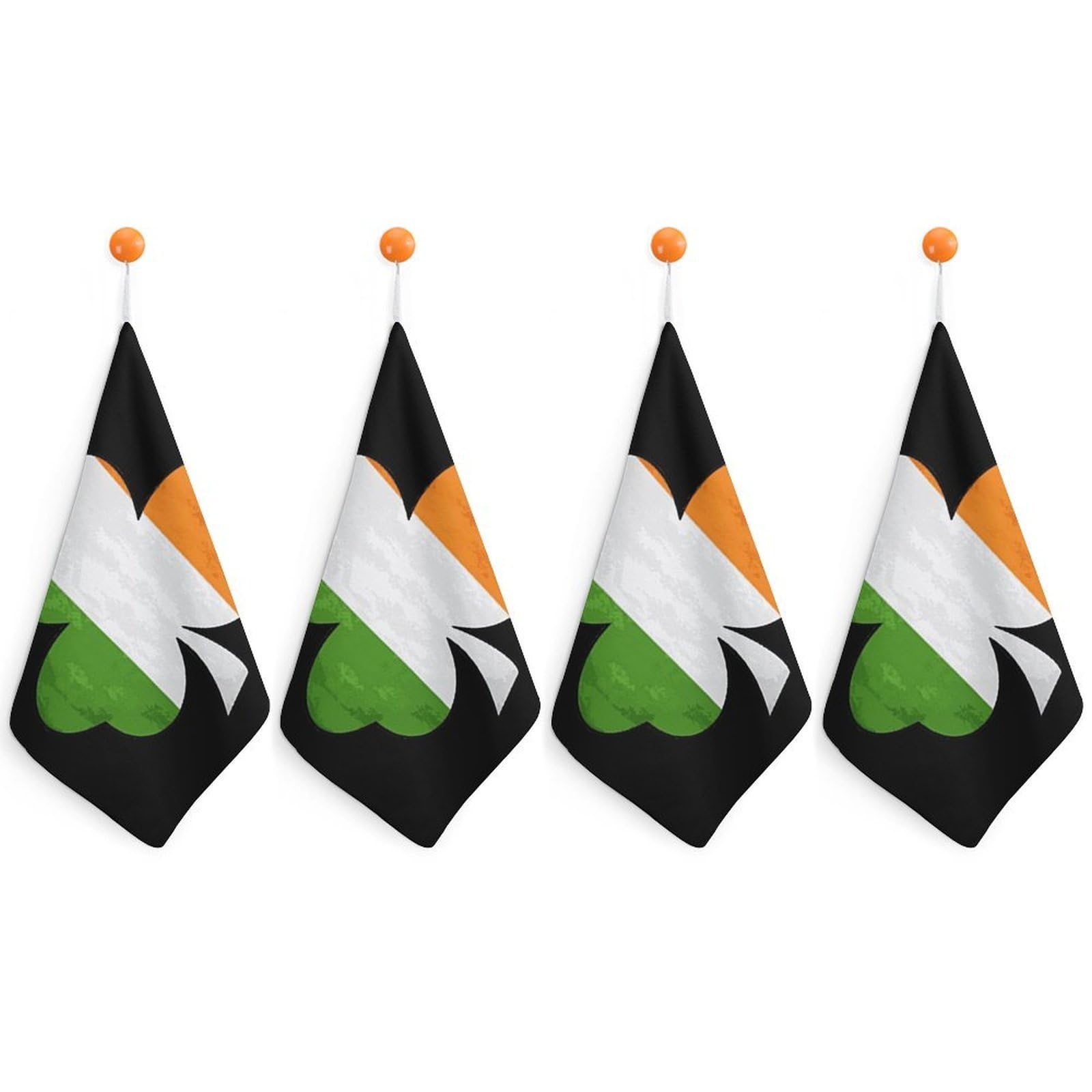 TXFBTRFSA Irish Flag Shamrock Clover Hand Towels with Hanging Loop Kitchen Towel Handkerchiefs Cleaning Cloths