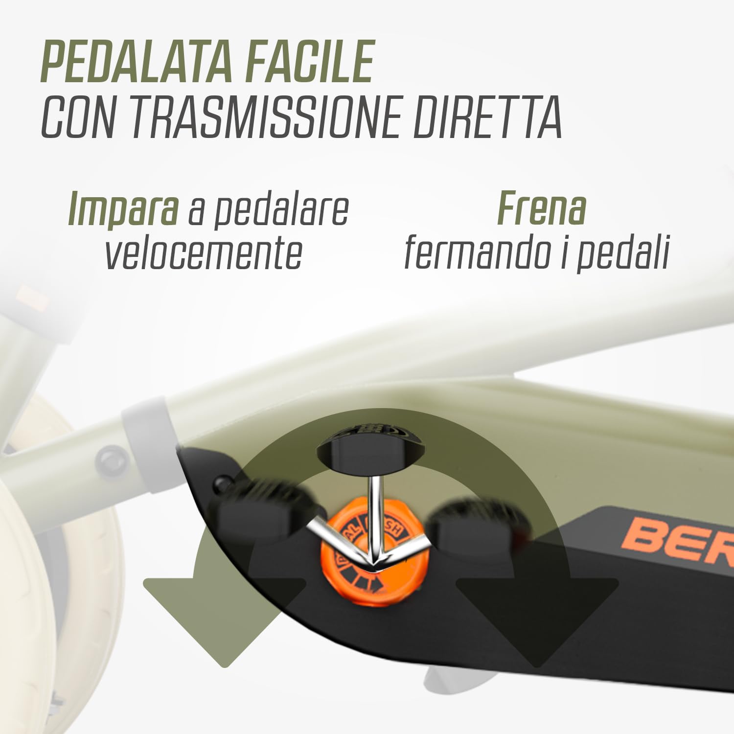 BERG Pedal-Gokart Buzzy 2 in 1 incl. asta di spinta Gokart con ruota libera, veicolo a pedale, veicolo per bambini con freno a mano, veicolo a pedale con elevato standard di sicurezza, gokart dai 2