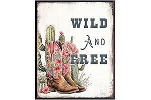 Rustic Western Cactus Wall Decor for Women, Girls' Rooms