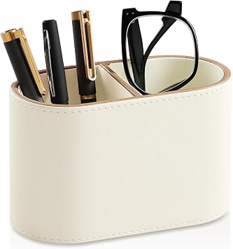 Pen Holder for Desk, Small Remote Control Holder, Beige