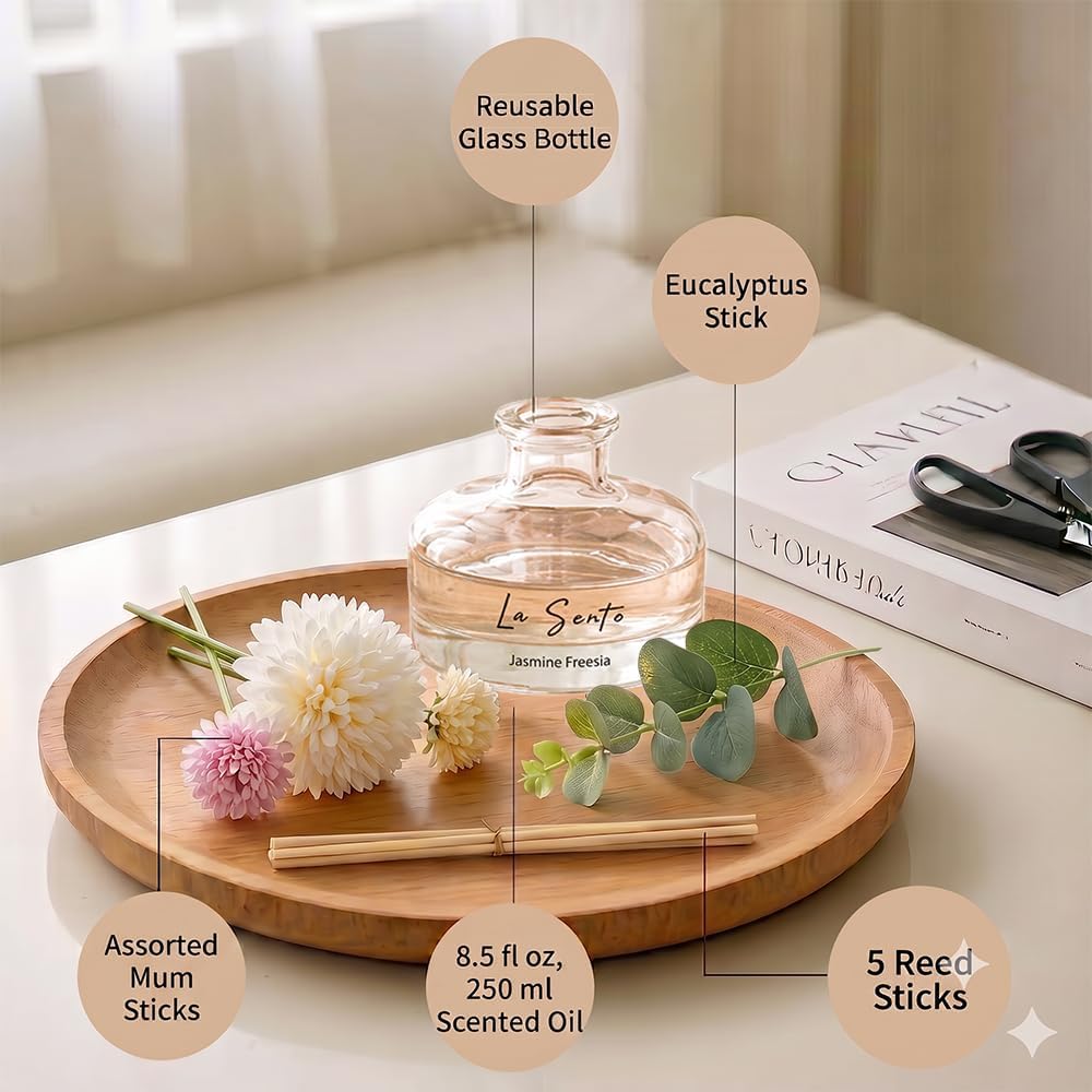 Reed Diffuser Set, Jasmine Freesia Scent, 8.5 fl oz / 250ml