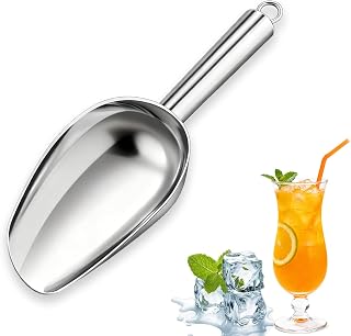 6oz Ice Scoop for Freezer, Metal Small Ice Scooper for Ice Machine, Stainless Steel Kitchen Scoops for Food Bar Party Wedding