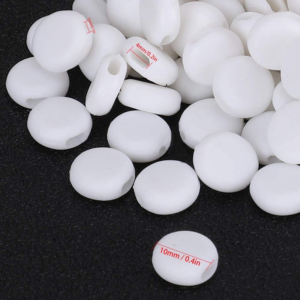 400PCS Plastic Single Hole Cord Locks, Cord Locks Silicone Toggles Adjustment Buckle Anti Slip Face Cover Ear Band Extension Rope Connector for Ear Loops Straps Ties (White)