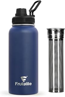 Fruitalite Thermosteel Insulated Fruit Infuser Water Bottle- 1000ml with Screw/Spout Lid, Steel Infusion Rod, Infused Deto... Price In India
