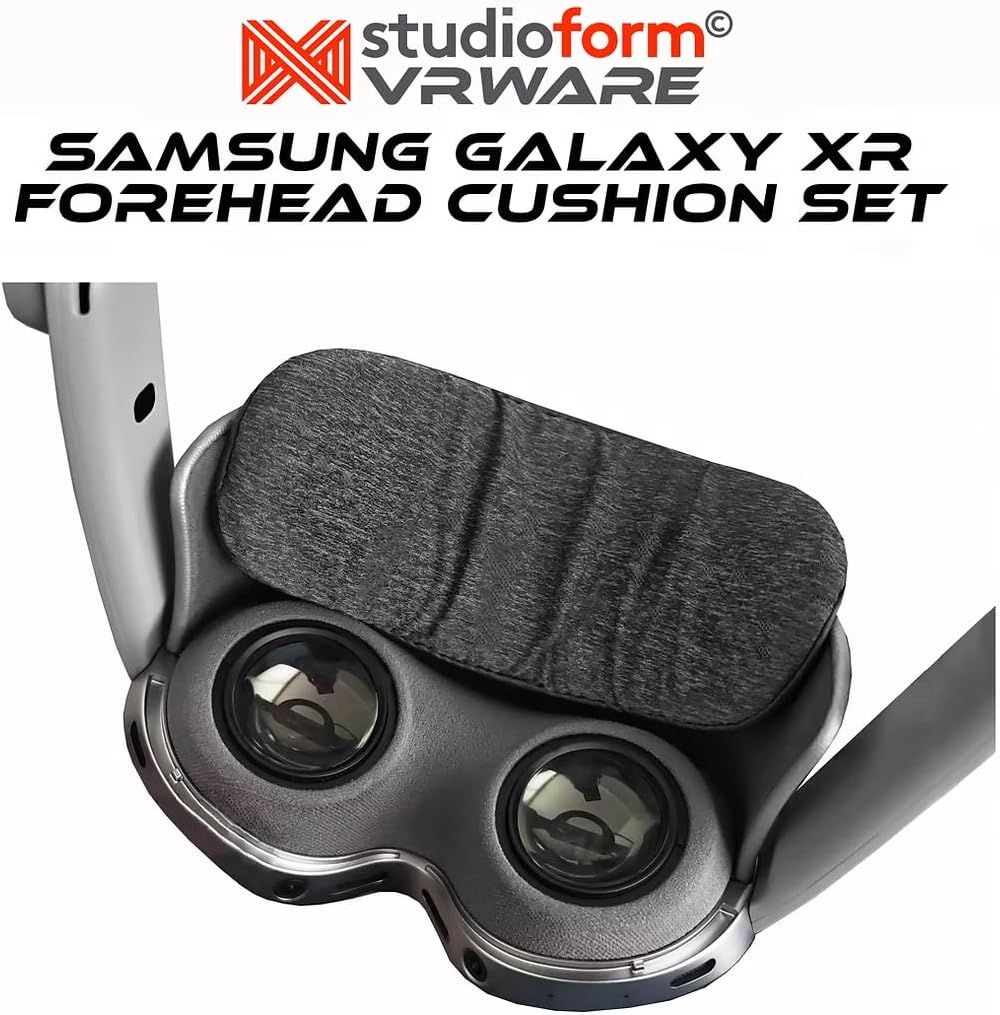 Studioform VRWare Forehead Cushion Set for Samsung Galaxy XR, Gray Fabric Memory Foam Comfort Pad, VR Headset Accessory