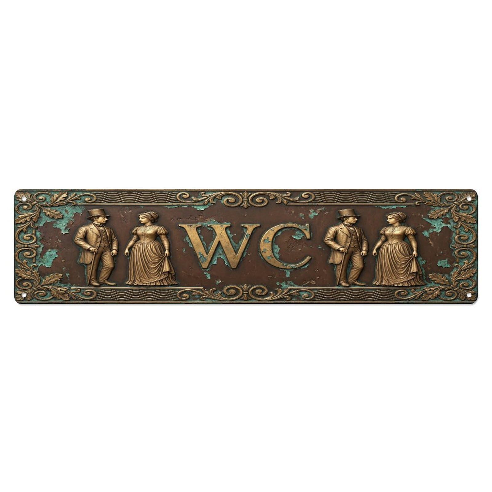Tgrcjimh Style Metal Tin Sign Vintage Victorian Decor Wc Toilet Washroom