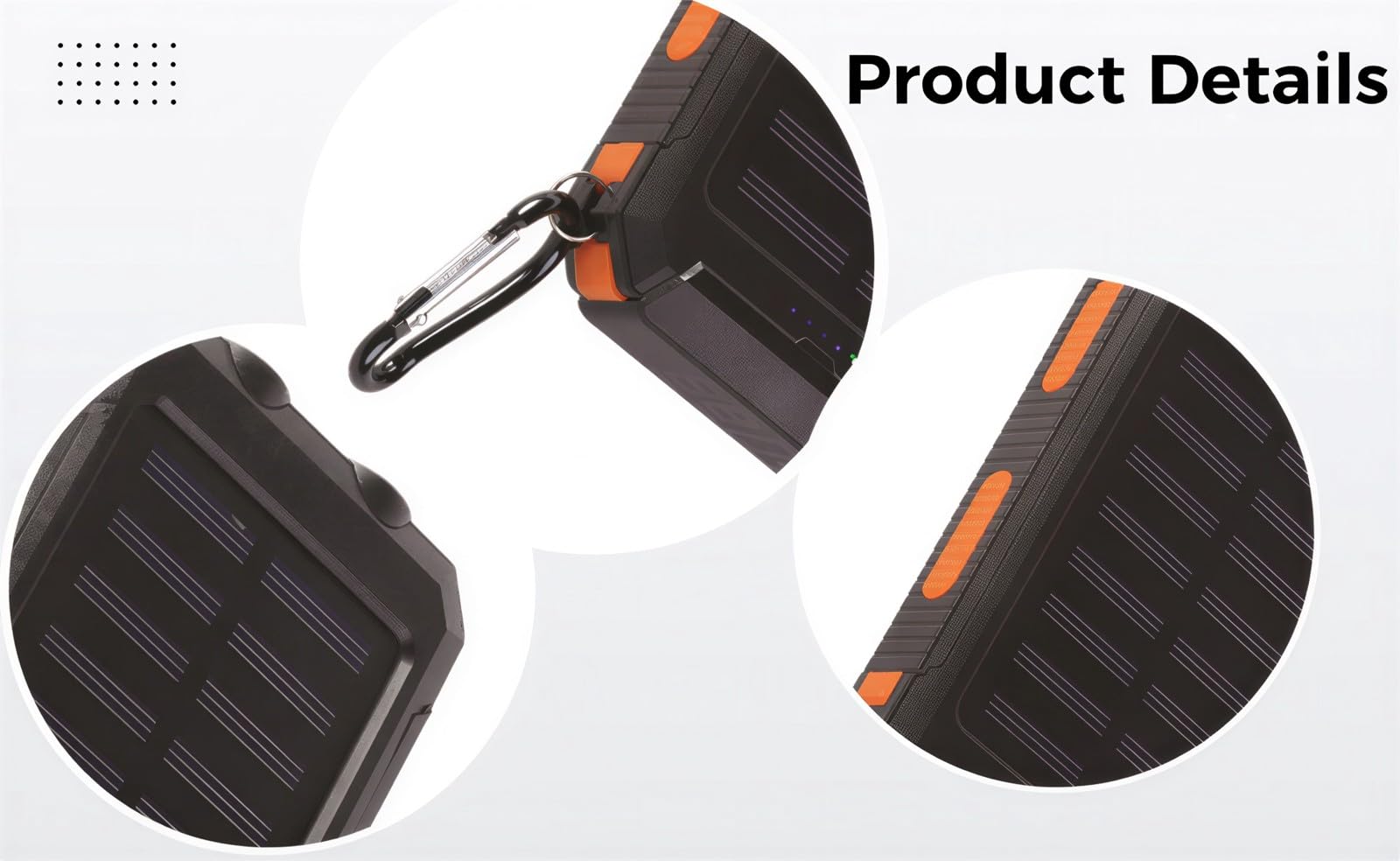 Cargador de energía solar de 20000 mAh con carga inalámbrica, múltiples puertos USB, luz LED fuerte para camping, carcasa impermeable, diseño resistente para viajes al aire libre, camping y energía de