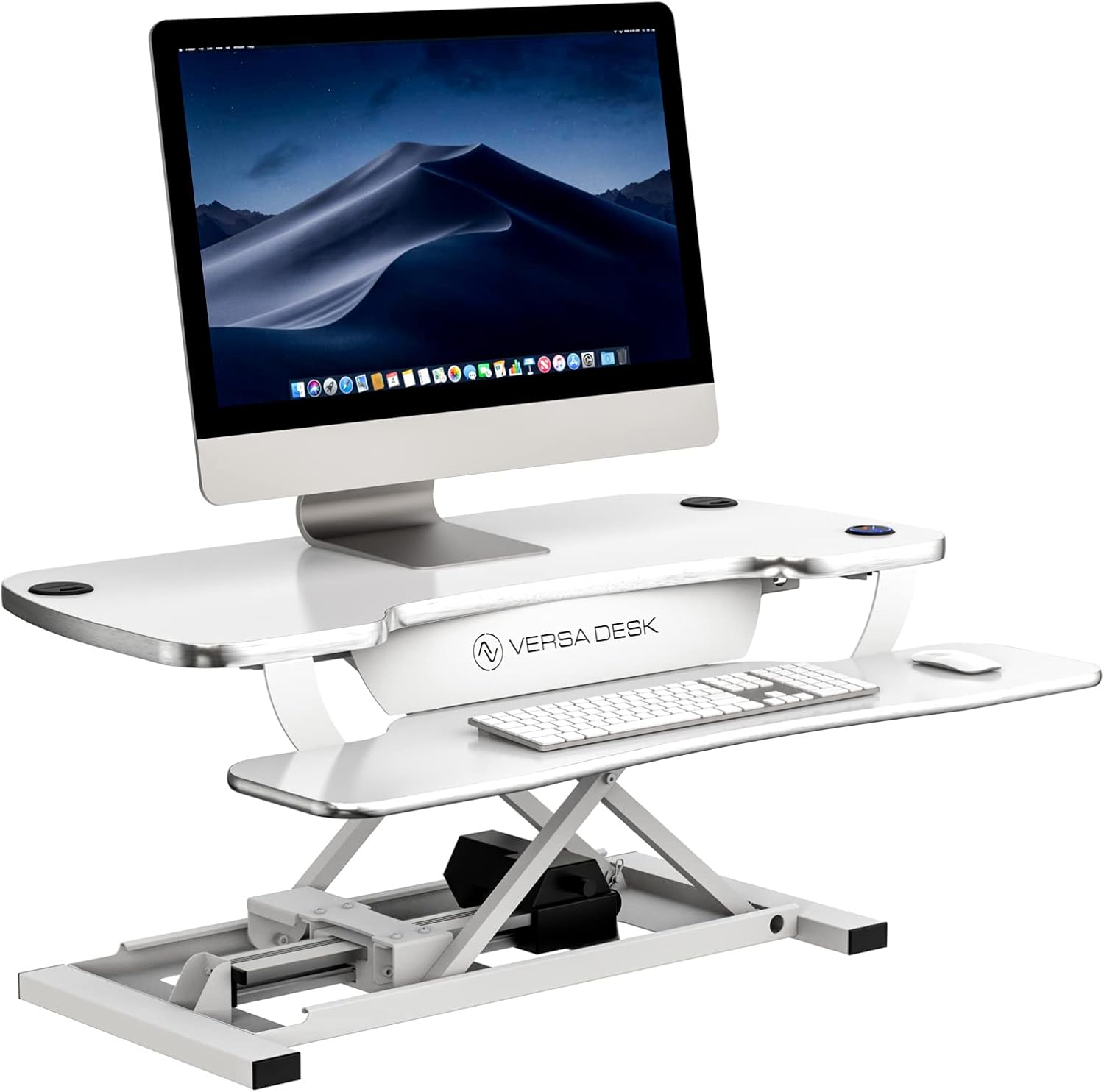 VERSADESK PowerPro Electric Standing Desk Converter - Height Adjustable Desk Riser with Keyboard Tray - Holds 80 lbs - Built-in USB Charging Port - Ergonomic Sit Stand Workstation | White (36 inch)