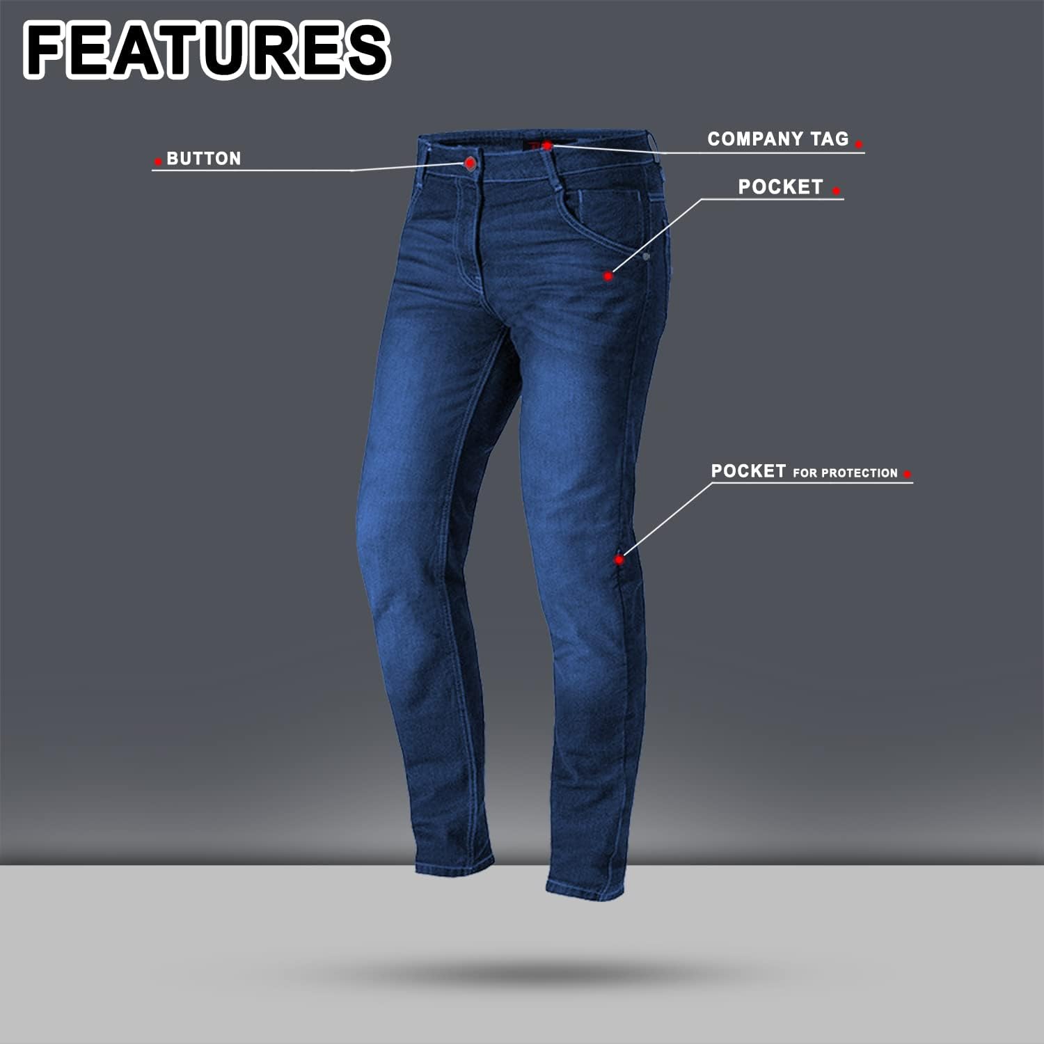 Town | Pantalón Vaquero de Moto con Forro Kevlar de Máxima Protección | Pantalón Hombre con Protectores Desmontables - Denim Homologado