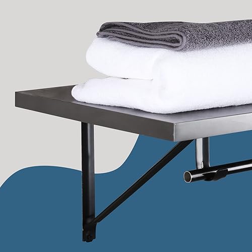 Miniatura 8 de HOME MASTER HARDWARE Estante de armario resistente y soportes de barra, soporte de estantes de armario montados en la pared con soporte de