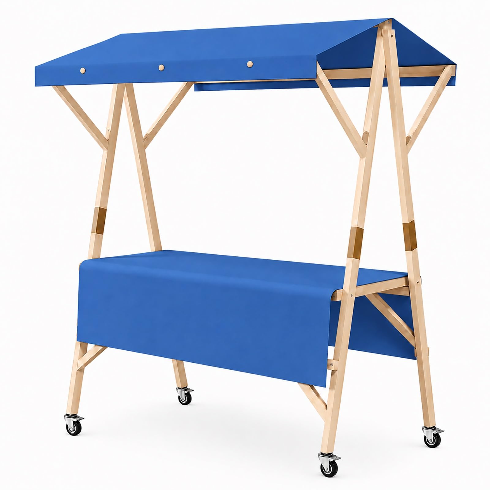 SBCWH Portable Market Stand with Wheels, Foldable Vendor Cart with Canopy, Outdoor Farmers Market Stall, Lemonade Stand, Candy Dessert Flower Display Booth(Blue,120cm/47in)