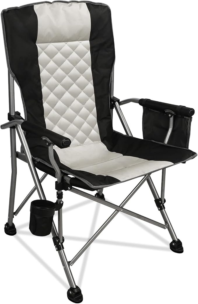 COLORSOUL Folding Camping Chair with Padded Hard Armrest,Heavy Duty Camping Chair Comfy for Adults Support 400 LBS,Full Padded High Back Folding Lawn Chair with Head Support and Backpack