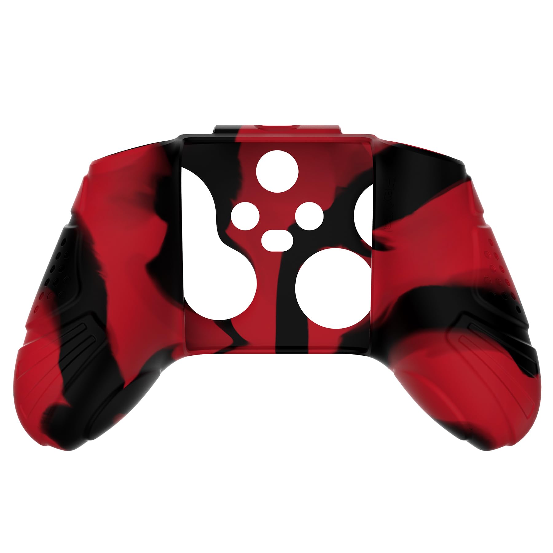 eXtremeRate PlayVital Funda de Silicona para Xbox Series X/S - Protector Antideslizante de Tacto Suave con 2 Tapas de Joystick, Material Duradero, Protección Completa - Edición Guardian (Rojo Negro)