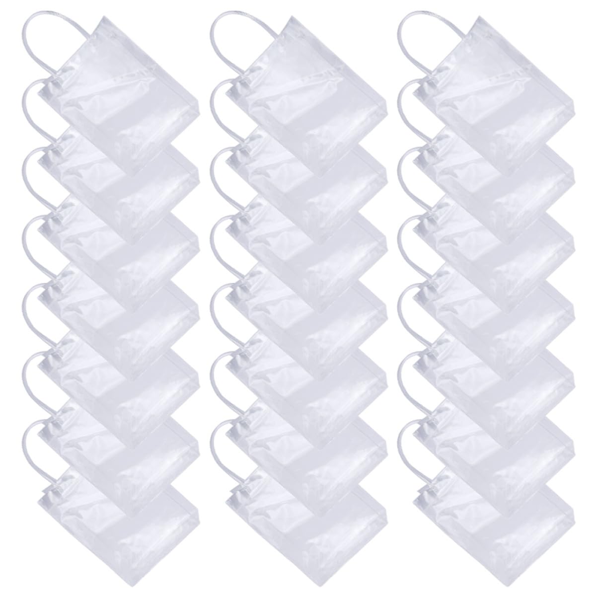 BIUDECO 24 Pezzi Sacchetti Regalo Trasparenti Manico in Pvc Riutilizzabili Pratici per Confezioni Regalo e Negozi di Shopping Multifunzione