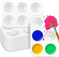 Vista 1 de 30 PCS White Plastic Watercolor Palette, 6 Well Rectangular Paint Palettes, Paint Tray Palettes, Paint Trays for Kids, for Painting, DIY Craft, Art