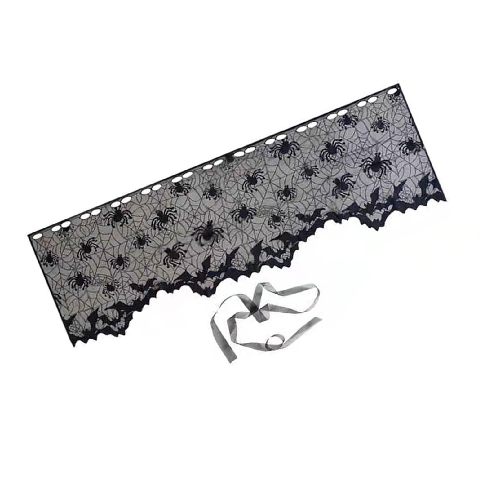 Buxuaaaa Lampshade Tablecloth Curtain Black Web Lace Table Runner For Halloween Celebration Easy To Clean And Store Table Runner Polyester Decoration