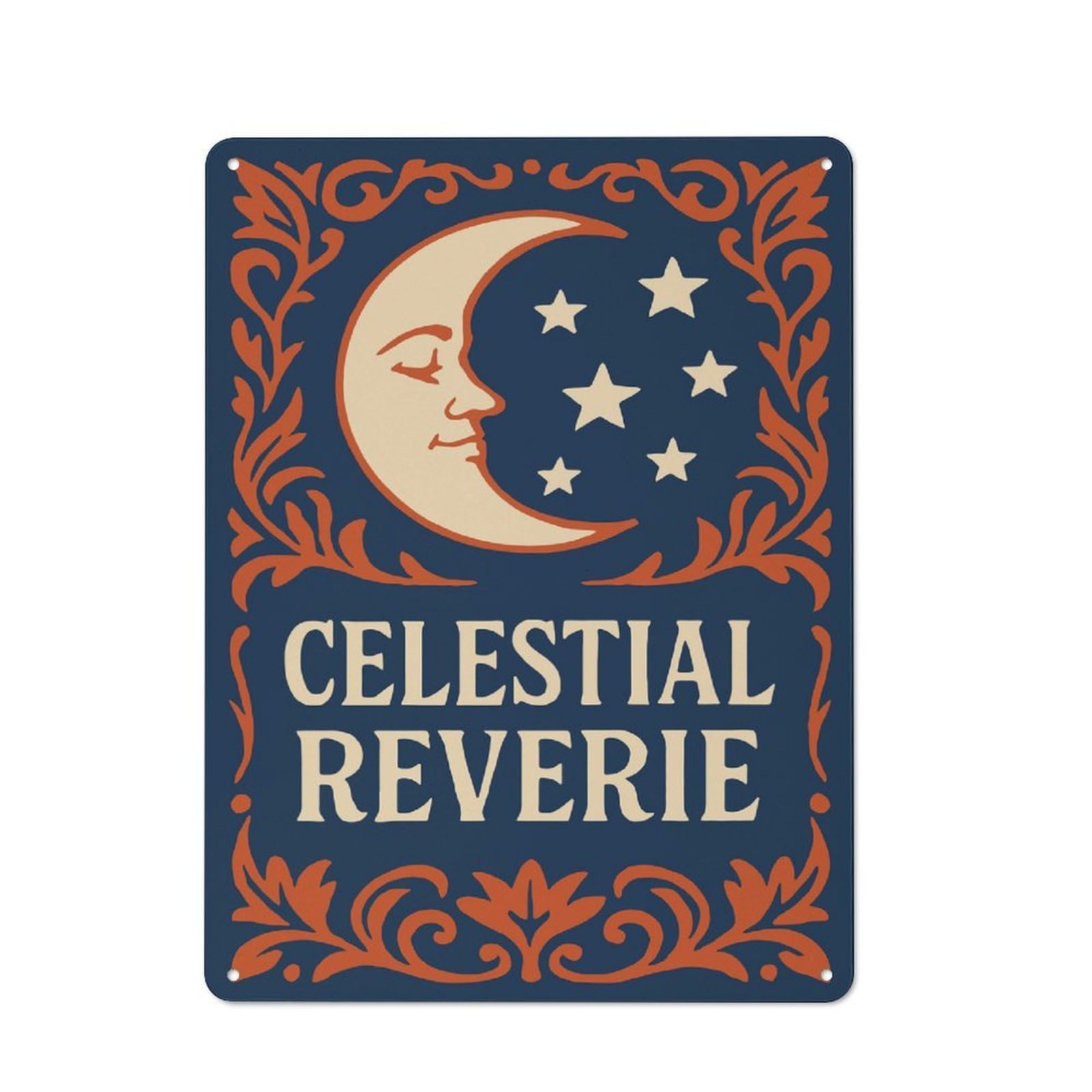 Junmoney Style-6 Bar Wall Celestial Reverie Moon And Stars Art Decorative Metal Plaque, Wall Decor For Home Pub, Dining Room Or Drinks Area, 40X30cm