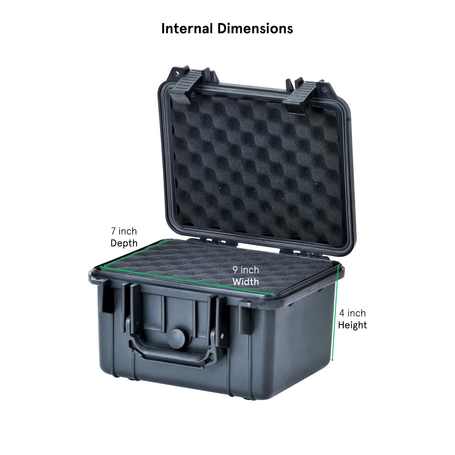 Duratool Black Weatherproof Equipment Case, Polypropylene Construction with Foam Insert, 10.5" x 9.5" x 7“ (L x W x H)