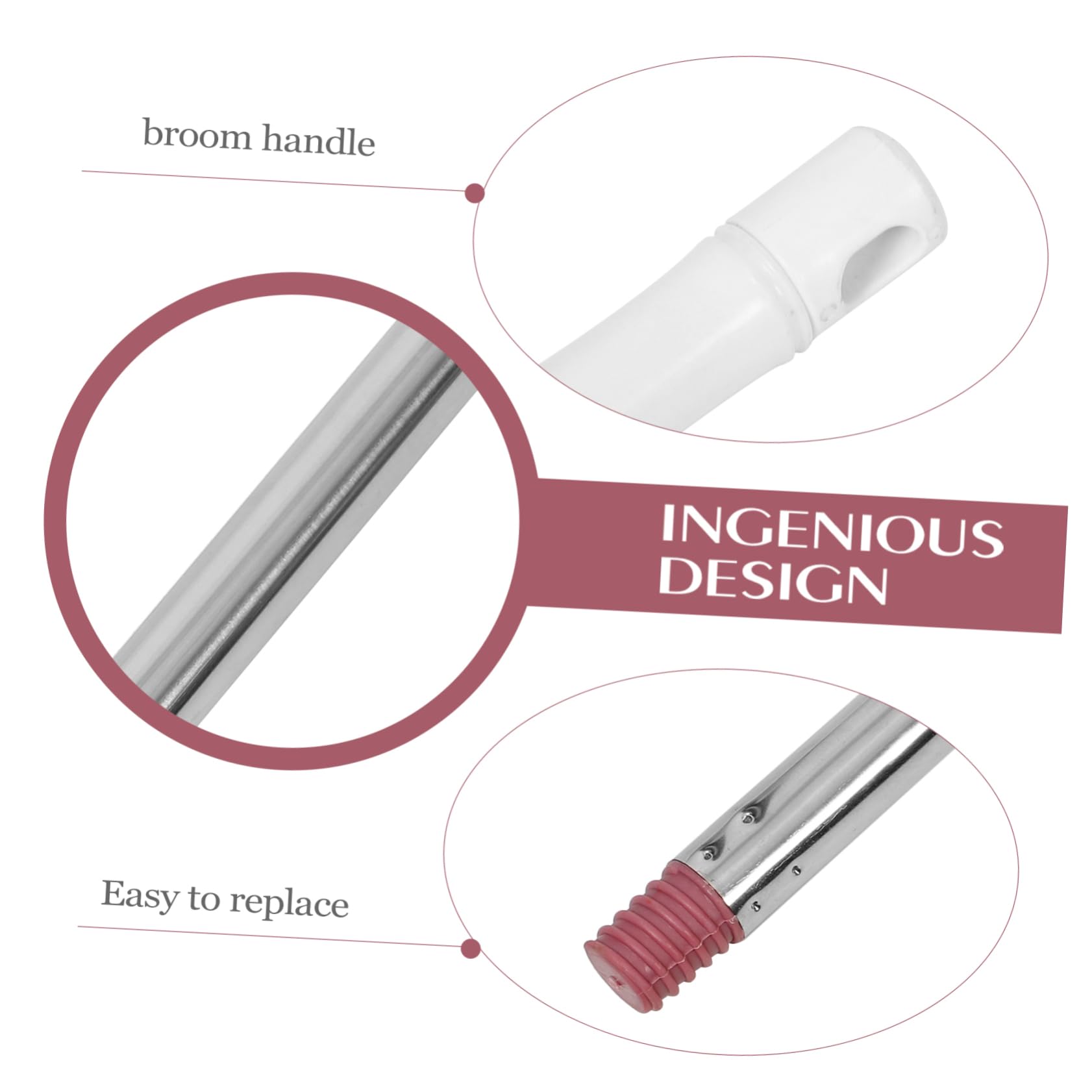 SOESFOUFU Stainless Steel Broom Handle Broomstick Replacement Grip for Mop Rod Sweeper Pole Rod Random Color