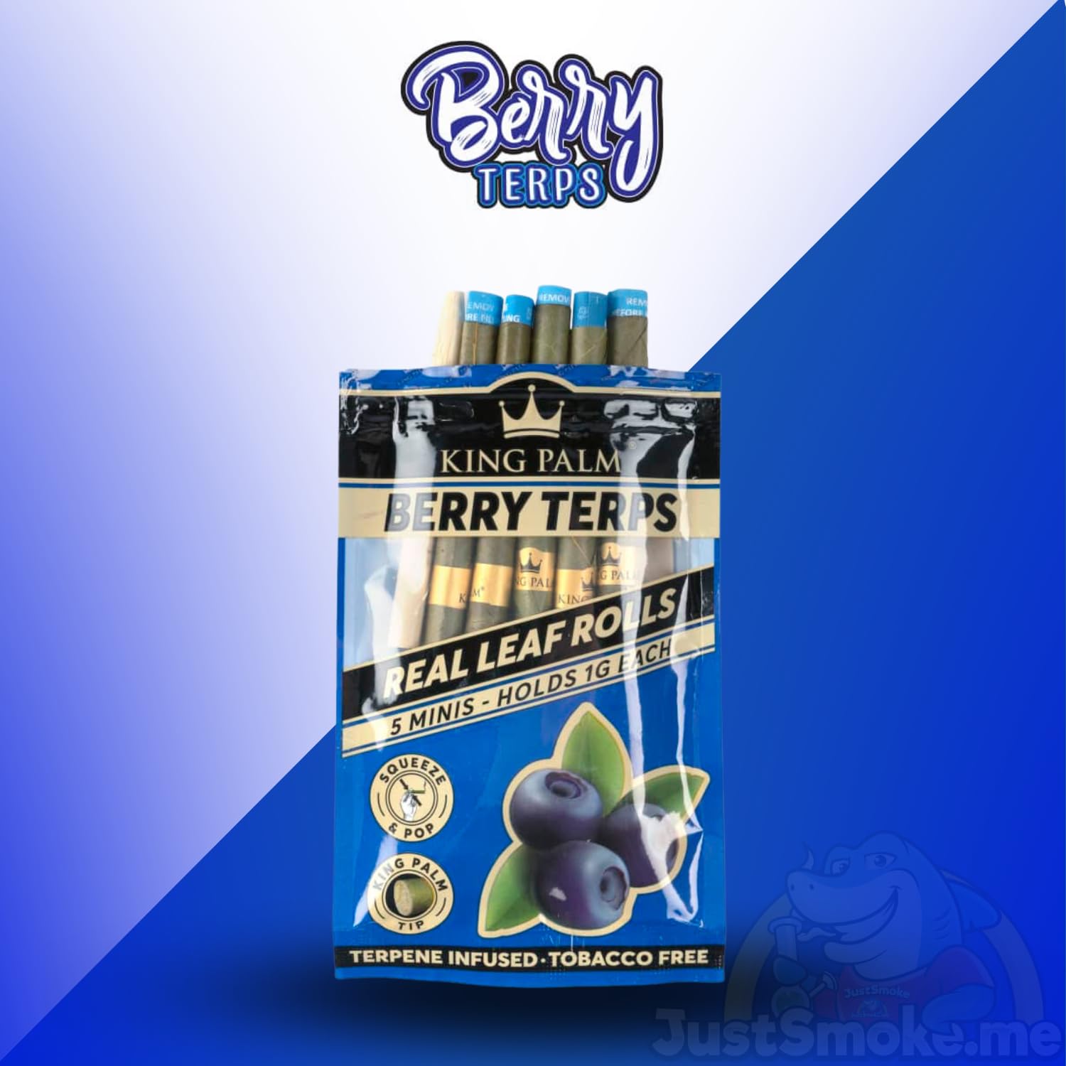 King Palm | Blueberry Terps Bundle - 5 Flavoured Pre Rolls - Palm Leaf Wraps - Mini 1.g