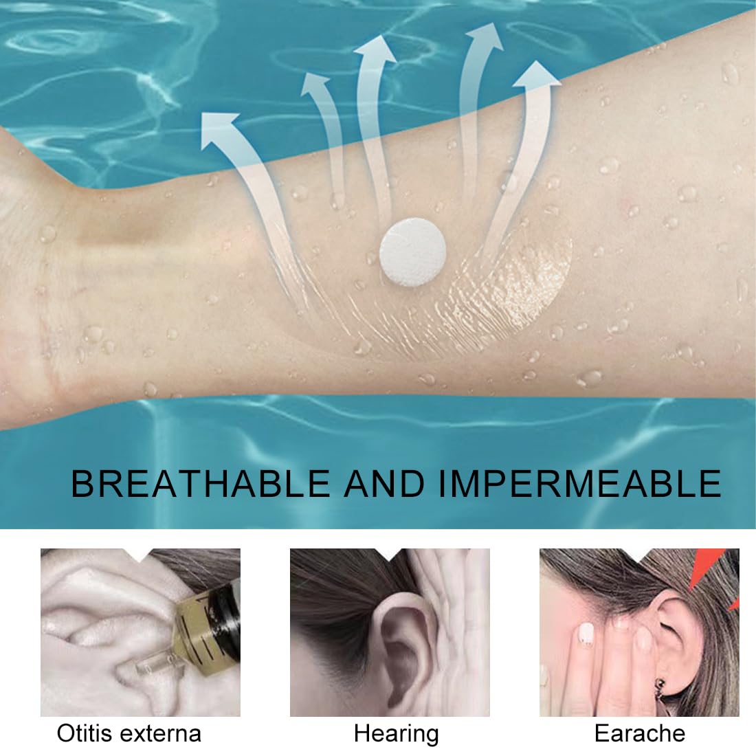80 Piezas Orejeras Impermeables Ultrafinas Transparentes Protector de Orejas de Plástico Orejeras Impermeables Talón Protectores Desechables para los Oídos