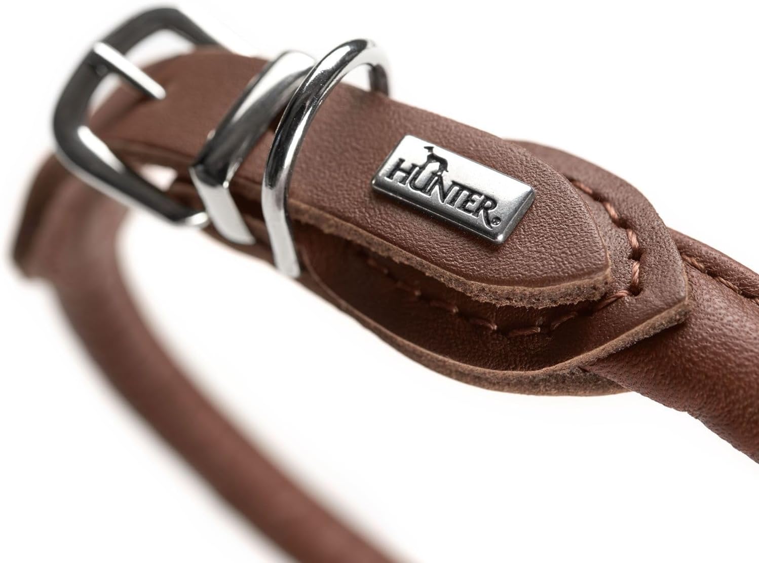 HUNTER Round and Soft Nickel-Plated Collar, 45/8, 38 x 42 cm, Medium, Nappa Brown