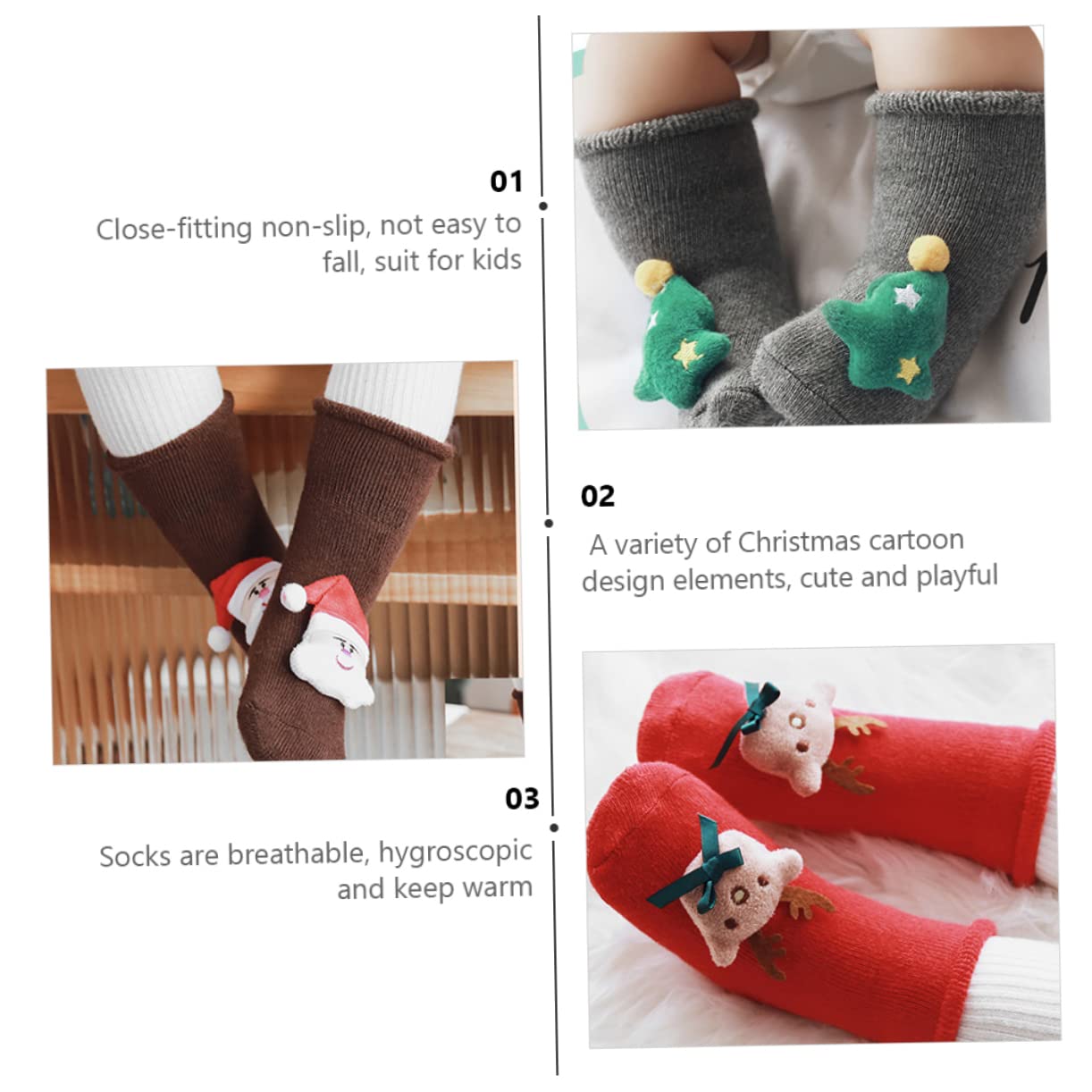 OUNONA 9paare Weihnachtsbaby-socken Für Winter rutschfeste Babysocken Warme Kinderstrümpfe Für Partys Und Geeignet Für Mit Mit Weihnachtsmann Mit Weihnachtsbaum