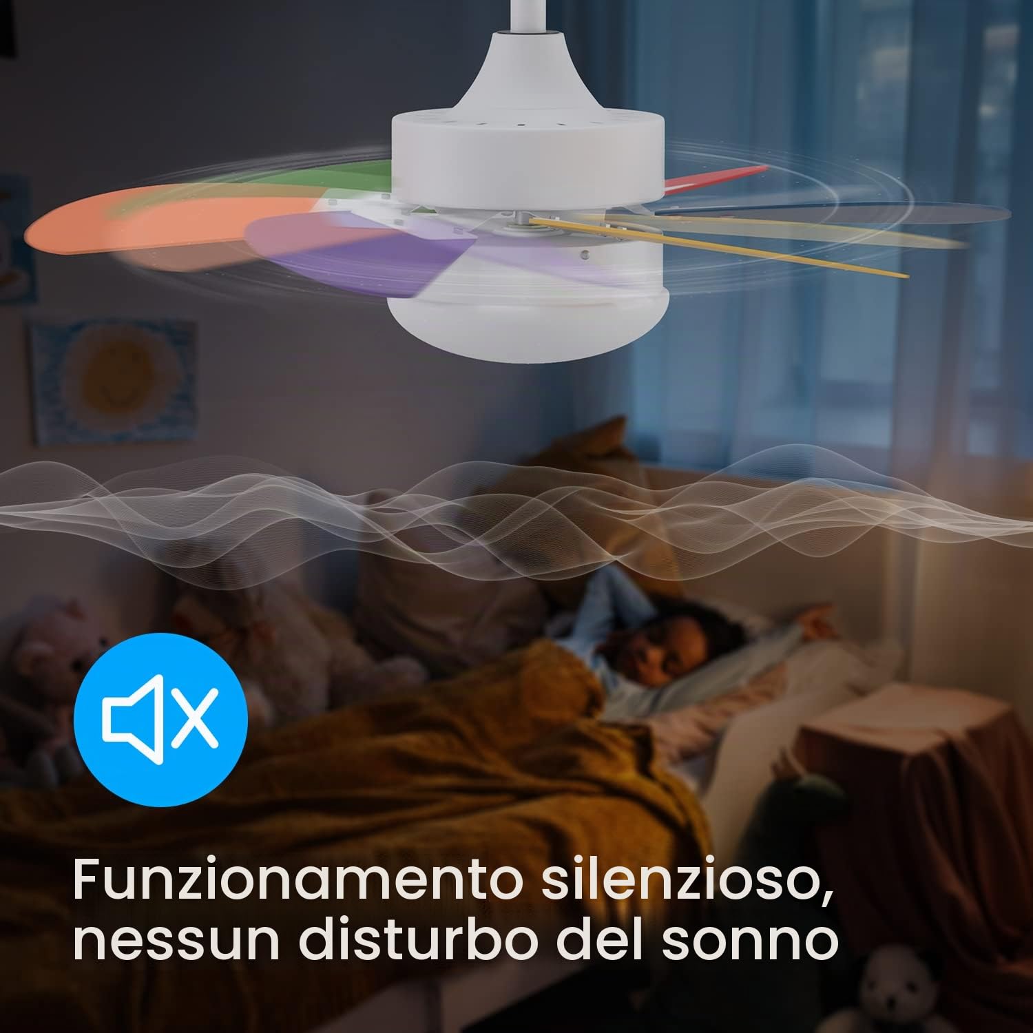 Homefire Ventilatore da soffitto con luce e telecomando silenzioso:Lampada | da soffitto soggiorno 6 pale Ø75 ventilatore Con 3*4W E27 2700K Timing Luce Estate/Inverno per Camera da letto