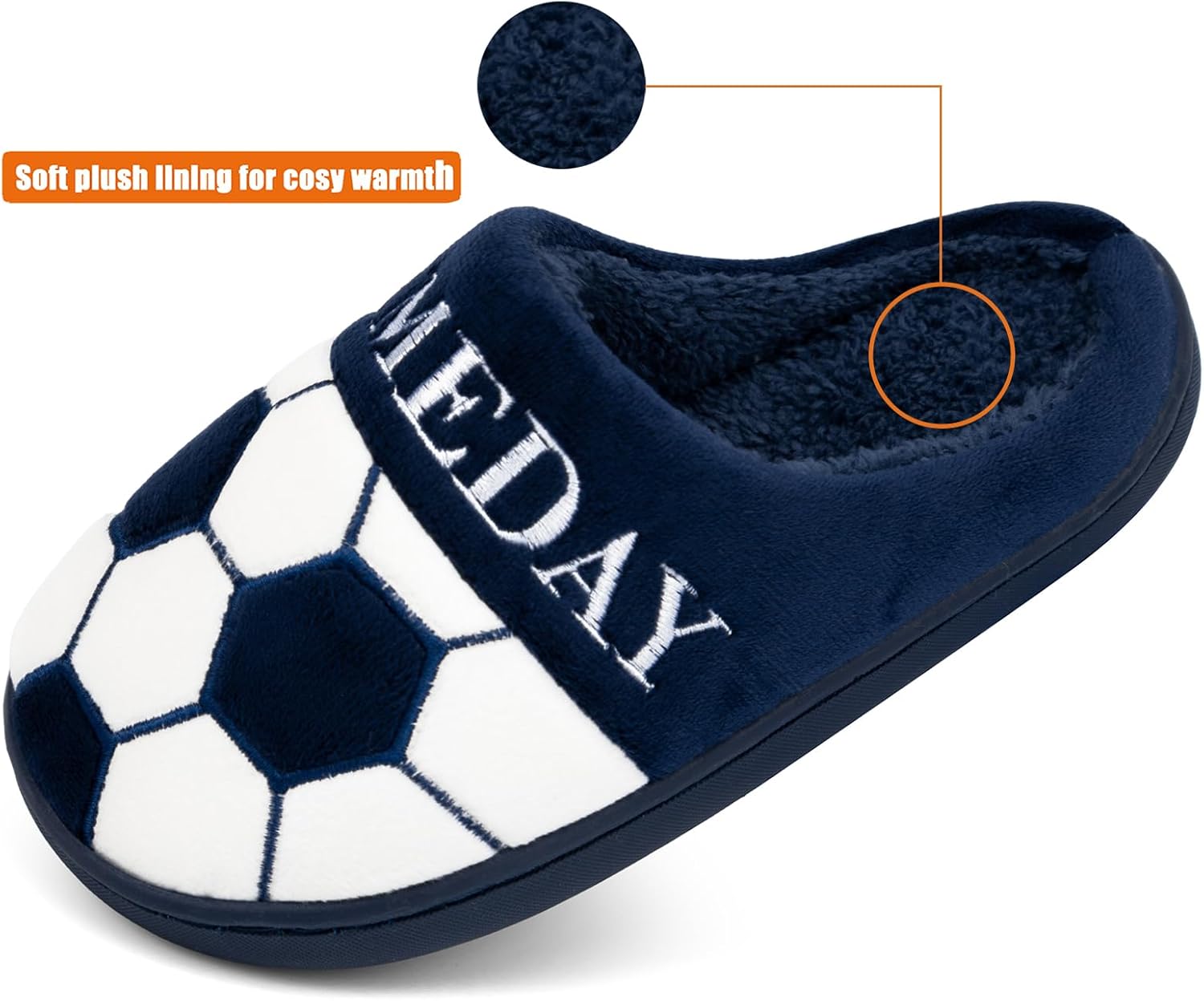 INMINPIN Kids Girls Boys Ball Sports Slippers Soft Curly House Shoes Memory Foam Non-Slip Indoor Outdoor Slippers for Sports Fan - Image 4