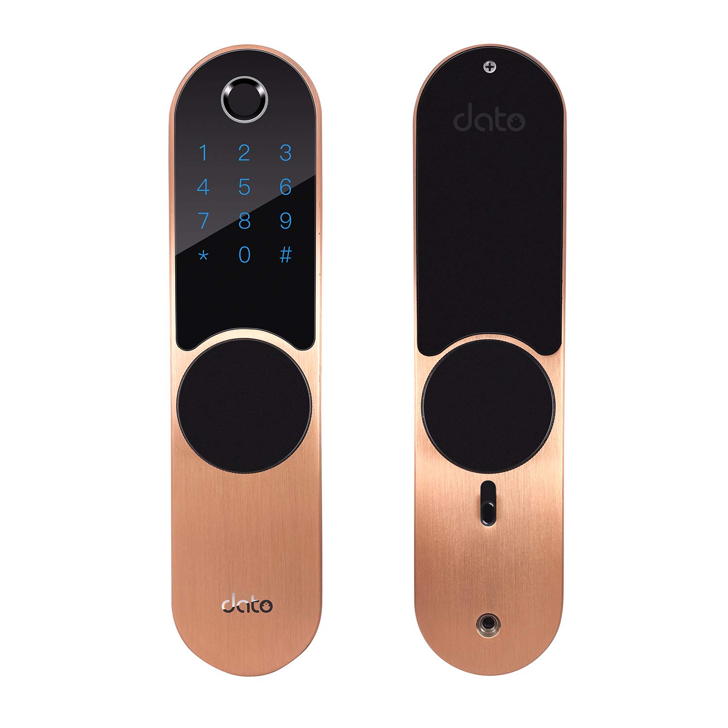 DATO Smart Lock L-F500, Keyless Entry Front Door Locks Homekit locksets for Exterior, Fingerprint, Digital Electronic Keypad, Bluetooth,Quickset, w/ App, for AirBnB, Home, Rose Gold