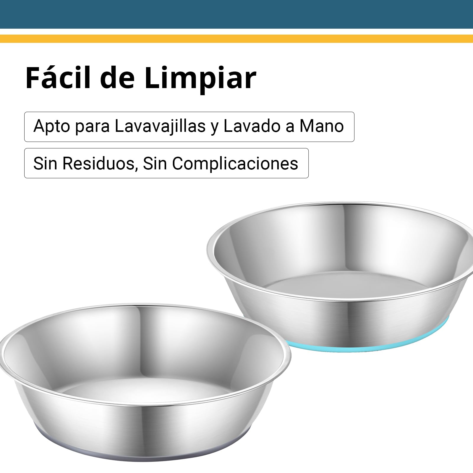 PEGGY11 Comederos para Perros de Acero Inoxidable, Cuencos Antideslizantes con Base de Silicona, 1440 ml, Pack de 2, para Perros Grandes