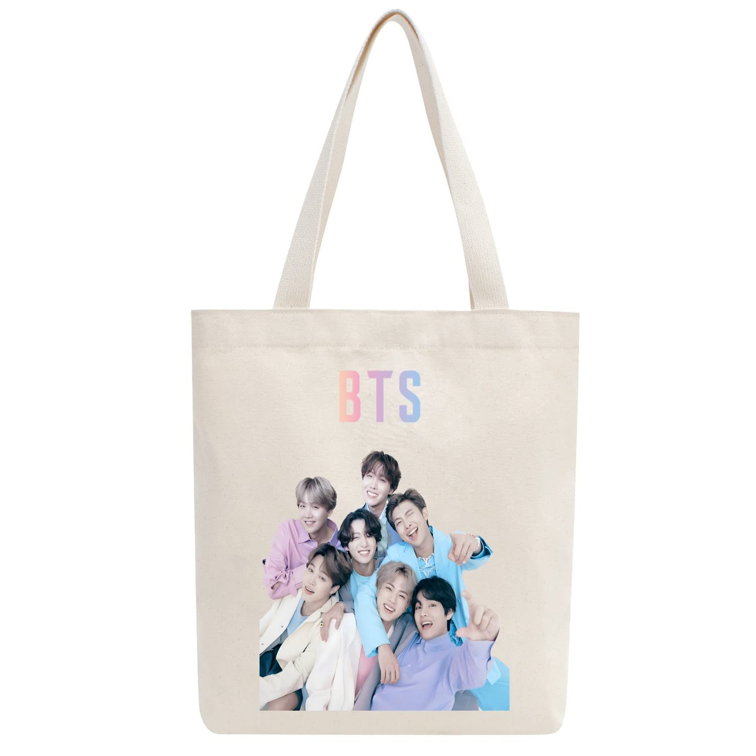 GenericBTS Merchandise Canvas Tote Bag | BTS Merch Kpop Shoulder Bag | Sturdy, Durable, and Light, Perfect for Gift