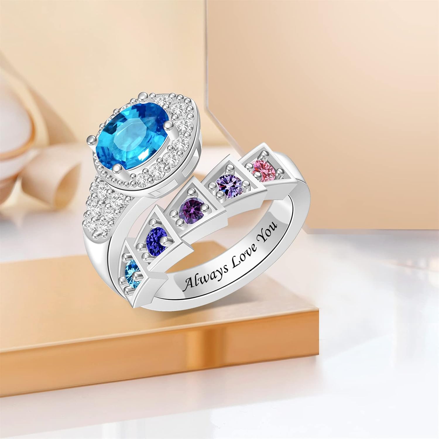 Personalized Simulated Birthstones Rings for Women Promise Rings for Her Custom Womens Rings Mother Rings Engagement Rings Gifts for Mom