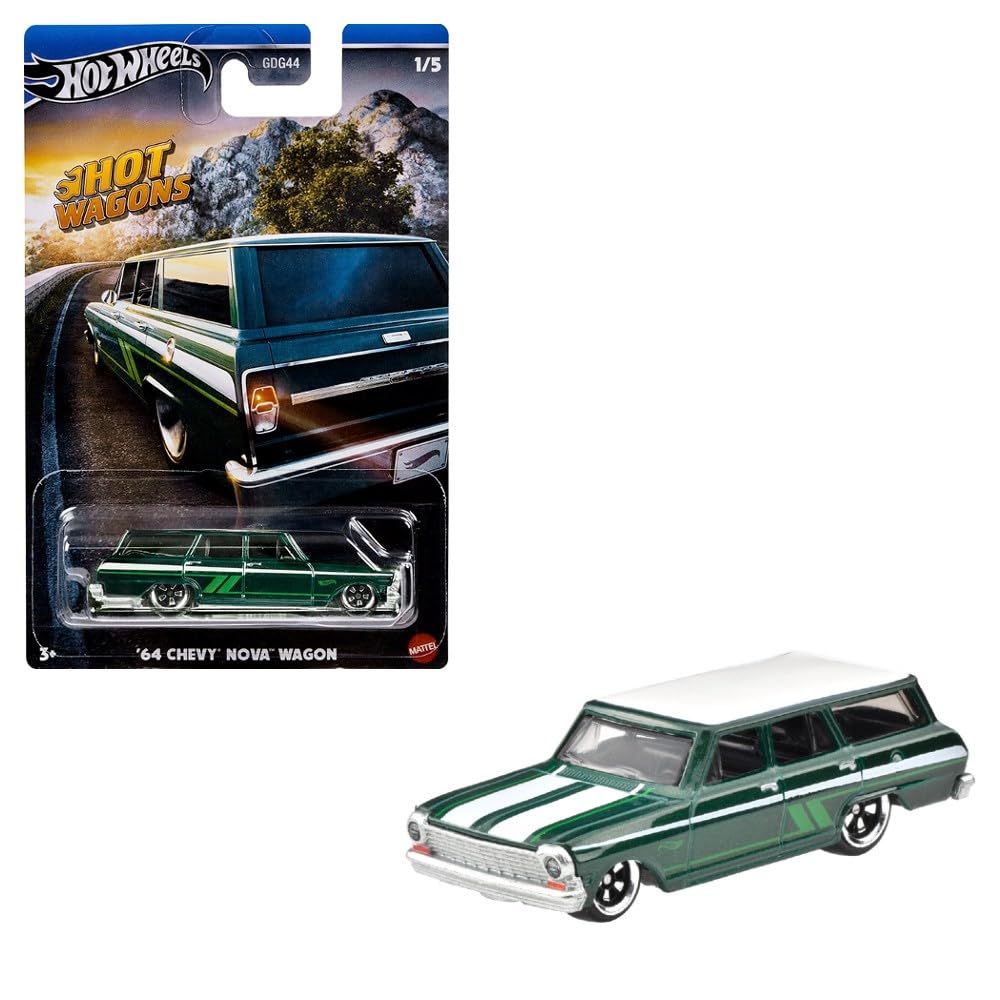 1964 Chevy Nova Wagon Diecast Car Model, Red, Metal