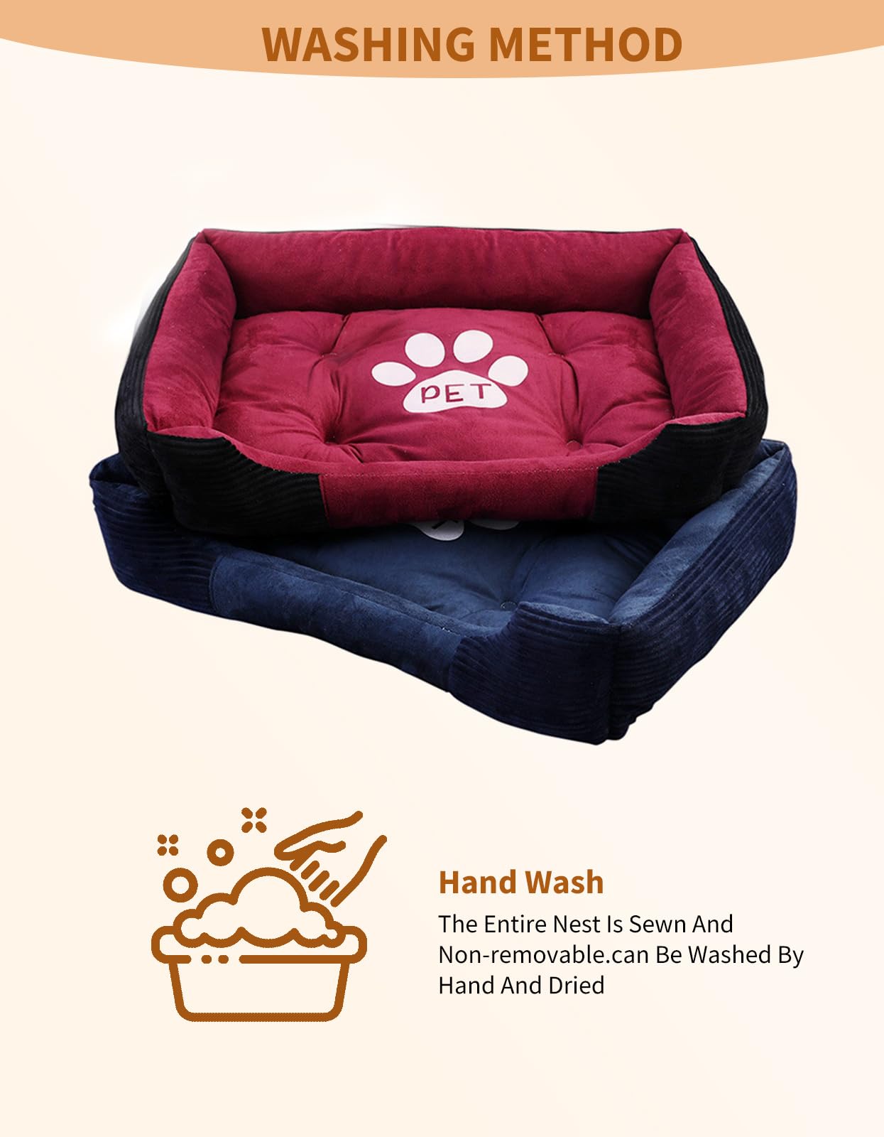 PETCUTE Chien Coussin Paniers pour Chiens Grande Petit Taille Lavable Coussin Apaisant Chien Lit de Chat Moelleux Lit Animaux de Compagnie XXL-90×70×15CM