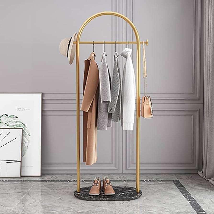韓国発ALBERO スタンド ハンガーラック コート掛け ゴールド Amazon｜Qcczoos 服掛けラック ポールハンガー コート掛け 衣類収納