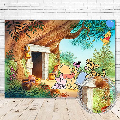 YouRan Friends Winnie The Pooh Photo Background 7x5 Infant Winnie The Pooh Baby Shower Backdrop for Boys and Girls Vinyl Pooh